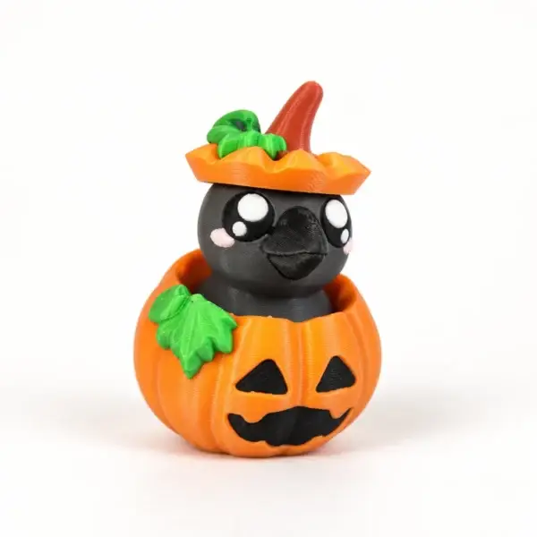 Halloween Popping Animal Clickers, Crow in jack-o-lantern, a small printed item in the pictured colors