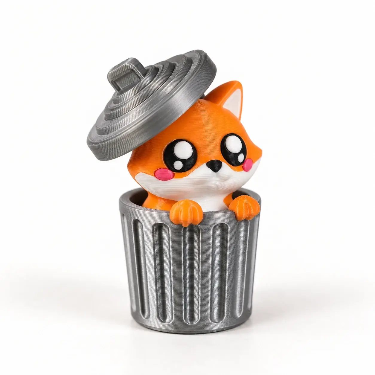 Trash Can Animal Clickers, Fox, a small printed item in the pictured colors