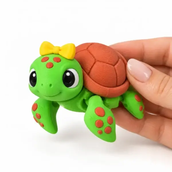 Flexi Sea Turtle Clicker, Green turtle - brown shell, a small printed item in the pictured colors