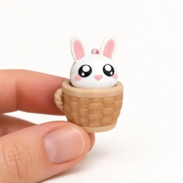 Easter Egg Animal Clickers, Bunny in basket, a small printed item in the pictured colors