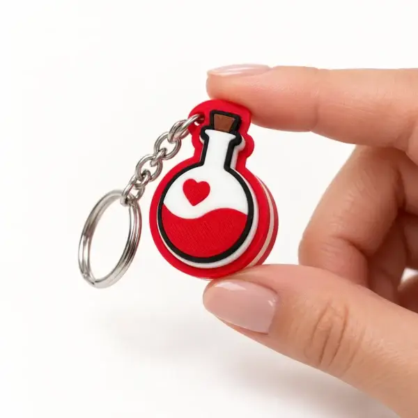 Love Potion Clickers, Red and white potion, a small printed item in the pictured colors
